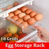 Bottiglie di stoccaggio Frigorifero Organizer per uova 18 Griglie Supporto per frigorifero Tipo di cassetto Contenitori impilabili Plastica trasparente