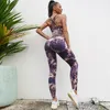 Yoga Outfit Seamless Tie-Dyed Yoga Ensembles Sports Fitness Taille Haute Hip Raise Pantalon Découpe Soutien-Gorge Costume Vêtements D'entraînement Gym Leggings Ensemble pour Femmes 230526