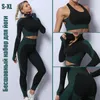 Yoga Outfit 1/2/3Pcs Seamless Women Yoga Gym Tute sportive Fitness Yoga Set manica lunga Yoga Abbigliamento Donna 18 tuta da donna Abbigliamento da corsa 230526