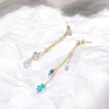 Pendientes de tuerca Lii Ji, perla de agua dulce, estrella de cristal austriaco, borla rellena de oro de 14K, joyería hecha a mano para regalo de mujer