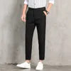 Herrbyxor Spring och Summer Casual Men's Fashion Business Ultra-Thin Slim Fiting Straight Solid Color Cut Pants for Men P230529