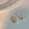 Baumeln Ohrringe 2023 Koreanische Doppel Perle Voller Strass Goldene Frauen Persönlichkeit Mode Hochzeit Schmuck Geburtstag Geschenk