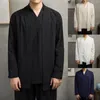 Jackets masculinos chineses de linho de algodão do vento masculino Hanfu Retro Casat Moda Men Cardigan