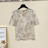女性のブラウス刺繍レースシフォン半袖夏のスタイルトップシャツファッション2023女性の衣服のヴィンテージ服