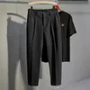 Byxor vinter tjock set casual rak kjol koreansk klassisk modeföretag ull tyg bruna svart formella mäns p230529