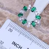Collana Orecchini Set Adorabile Cubic Zirconia Verde Placcato Argento Anello Pendente Misura 6/7 8 9 10 S0141