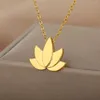 Kettingen Minimalistische lotus ketting voor vrouwen roestvrij staal Gold vergulde luxe kettingbruiloft sieraden geschenken Onverkoop