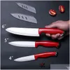 Knives Kitchen Knives 4 5 6 Inch Ceramic Fruit Set Potato Peeler Cut Meat Bread Zirconia Small Knife Utensils Drop Delivery Home Garden D
