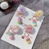 Anéis -chave fofos de moda coreana Macaron Cake Feminino Criativo Diy Natural Eterno Flor Keychain Bag Charm Techolder G230526