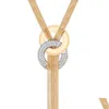 Chokers mode vrouwen goud sier choker chunky crystal statement slabib tassel ketting trui ketting hangers sieraden 68 cm drop levering dh6hh