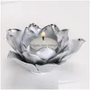 Świece posiadacze nordyckie świece posiadacz platforma Sier Gold Lotus Rose kształt świecznika Valentine Wedding Festival Home Tealight Decor D Dhb6t