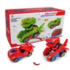 Diecast Model car Transforming Dinosaur Car Toys 2 in 1 Dinosaur Transform Car automatico con LED Light and Music regali per veicoli elettrici 230526