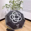 Роскошные дизайнерские зонты C Классический черный автоматический зонт с принтом, складной летний солнцезащитный зонт
