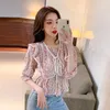 Frauen Blusen Großhandel 2023 Frühling Sommer Herbst Mode Lässig Chiffon Frauen Shirt Frau Weibliche OL Puff Sleeve Top Ay1415