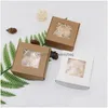Förpackningsboxar Små Kraft Paper Box Handgjorda tvålar med Window Brown White Black Craft Gift Jewelry Mtisize Drop Delivery Office Scho Dhpaz