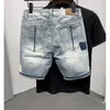 Pantalones cortos de mezclilla de jeans para hombre Mens Light Blue Fifth Pants de moda de lana suelta de lana de lana dividida corta