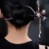 Fermagli per capelli Bacchette cinesi Stile Bastoncini Forchette Forcine per capelli in legno fatte a mano e gioielli con ciondolo di perle di fiori per donne ragazze