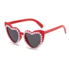 Sunglasses Fashionable Women's Pearl Heart Shape Ladies Vintage Outdoor UV Anti-glare Sunproof Eyewear Sun Glasses Gafas De Sol