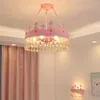 Pendant Lamps Crystal Crown Bedroom Lamp Baby Room Hanging Light Luxury Girls