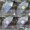 Umbrellas Transparent Windproof Long Handle Umbrella Clear Flower Letters Printed Peo Rain For Girl Drop Delivery Home Garden Househ Dha1M