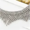 Chokers Choker Collier En Cristal De Luxe Pour Les Femmes À La Mode Strass Gland Bijoux Accessoires De Fête Collier Femme Cadeau Drop Delivery Dh1Xq