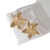 Stud AENSOA Wholesale Vintage Metal Gold Color Flower Big Earrings for Women 2021 New Fashion Floral Statement Earrings Jewelry Gift J230529