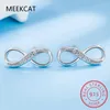 Stud Earrings Authentic 925 Sterling Silver Shining Infinity Symbol For Women Simple Geometric Fine Jewelry Gift BSE543