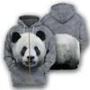 Herrtröjor 3d grafisk frontback hoodie djur panda unisex vår/höst harajuku för män/kvinnor casual zip hooded pullover rolig