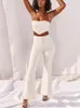 Женские спортивные костюмы LiTi Sexy White Top Top Top и длинные брюки Двух кусоч