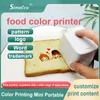 Impressoras portátil colorido alimentos impressora de mão sem fio rótulo smart rótulo padroniz de imagem mini tinta bolo pão de pão de café personalização de café com leite