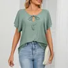 Camicette da donna Trendy Tee Top T-shirt tinta unita da donna con taglio 3D Indumento quotidiano estivo sottile resistente al colore