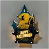 Autres fournitures de fête festive Atmosphère d'Halloween Lumière décorative Citrouille Château Chauve-souris Fantôme Skl Ornements muraux Happy Bar Decor Dro Dhexh