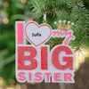 Maxora I Love My Big Brother Sister Baby 1st Polyresin Glitter Christmas Tree Ornament Regalos personalizados para fiestas, vacaciones, decoración del hogar