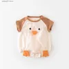 Barboteuses Garçon Fille Bébé Été Nouveau Dessin Animé Frère Soeur Tenues Nouveau-Né Canard Style Manches Courtes Body Mode Infant Coton Barboteuse T230529