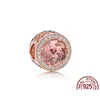 Charms 925 Sterling Sier Pandora Charm och glittrande hjärta pärla rosa luftballongsmycken är lämplig för primitiv klassisk armband Dh6my