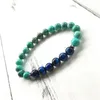 Strand Naturel 8MM Turquoises Bleu Tigre Pierre Poignet Mala Bracelet Yoga Perles Vertes Bijoux Gardez Calme Et Détendu