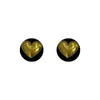 Stud Earrings Round Shape Black Heart European And American Style Personality Fashion Ms Girl Travel Accessories