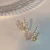 매달린 귀걸이 2023 한국 더블 진주 전체 라인 스톤 황금 여성 성격 패션 웨딩 쥬얼리 생일 선물