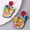 Dangle Earrings Girlgo Exaggerated Colorful Seed Beads Wine Glass Pastoral Creative Retro Sequins Flower For Women