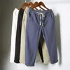 Мужские штаны Азиатская размер 2023 года летняя мужская корейская мода повседневная хлопковая льняная льня