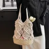 Other Bags Rope Hollow Straw Bag for Summer Tote Shoulder Bags for Women Round Beach Handbag Trends Straw Handbags 2023