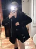 Damesjassen Kosahiki Harajuku Women Black Gotic Punk Hip Hop Solid Vintage Blazer Coats Chic Chain Loose Jacket Streetwear