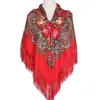 Foulards Grand Carré Coton Capes Style Ethnique Pashmina Fringe Longs Châles Écharpe Chaud Musulman Hijab Imprimer Floral Bufanda Casual Wraps