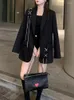 Kurtki damskie Kosahiki Harajuku kobiety czarny gotycki punkowy hip hop solidny vintage blezer płaszcze eleganckie łańcuch luźne kurtki streetwear