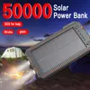 Solar Power Bank Ricarica portatile 50000mAh Caricabatterie 2 USB Batteria esterna esterna con torcia per iPhone Samsung