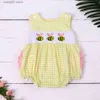 Pagliaccetti New Born 0-3T Pagliaccetto Babi Vestiti per ragazze Cute Bee Ricamo Body Outfit Manica Giallo Pantaloncini di un pezzo Tuta di pizzo rosa T230529