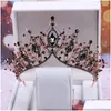 Headpieces barok zwart kristal grote ronde bruids tiaras kronen optocht prom diadeem strass sluier tiara hoofdband bruiloft haar acce dhicd dhicd