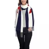 Foulards luxe nautique gland écharpe femmes hiver chaud châle Wrap dame rouge ancre sur rayures bleu marine