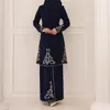 Etnische kleding 2 stuks set moslimvrouwen abaya's geborduurde tops lange maxi rok eid kaftan kalkoen islamitische Arabische jurken Dubai outfits