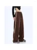 Pantalon femme 2023 automne hiver ample jambe large droite dames pantalon rayé Design taille haute femmes pantalons de survêtement Sport Vintage Style